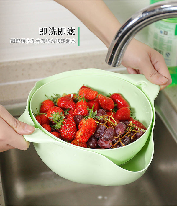 DOUBLE DRAIN BASKET COLORS BOWL WASHING KITCHEN STRAINER NOODLES VEGETABLES FRUIT DRAIN BASKET KITCHEN TOOL HIGH QUALITY