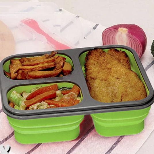 Silicone Lunch Box, Collapsible Food Storage Container with Lids