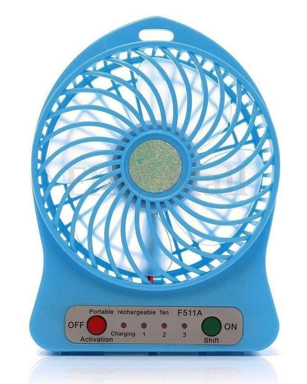 Rechargeable Mini Portable USB Cooling Fan - Blue