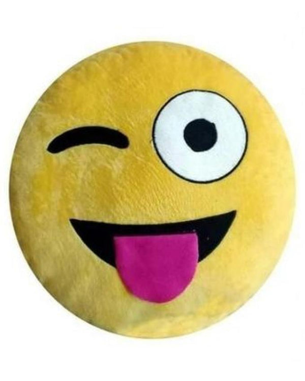 Tongue Sticking out Emoji Cushion Without Filling - Yellow