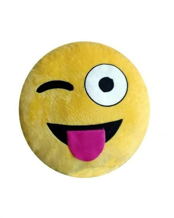 Tongue Sticking out Emoji Cushion - Yellow