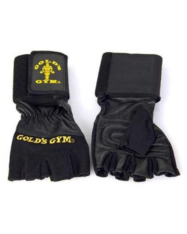 Gym Wrist Wrap Lifting Leather Gloves - Black
