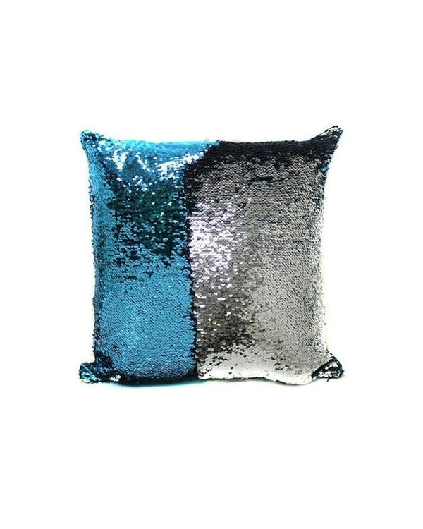 Reversible Mermaid Magic Pillow With Filling - White & Blue