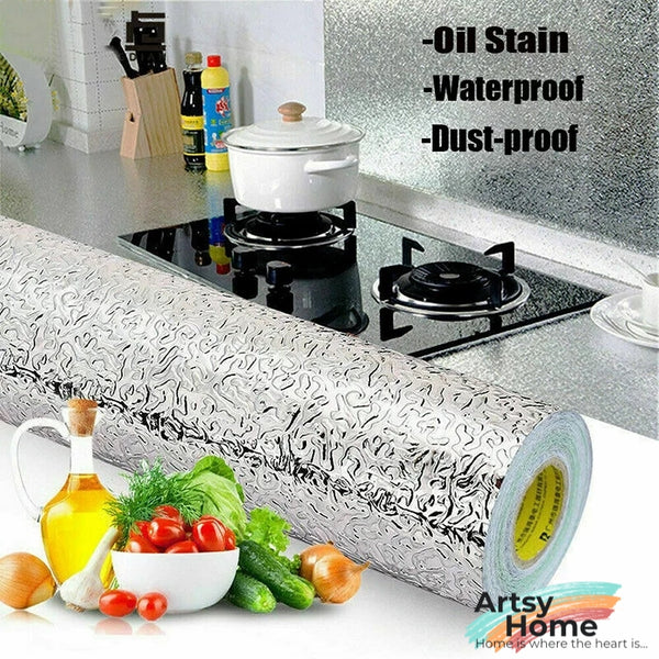 Self-Adhesive Aluminium Foil Sheet for Kitchen Oil free Foil Paper for Stove, Cabinet Shelf & Wall Protection
