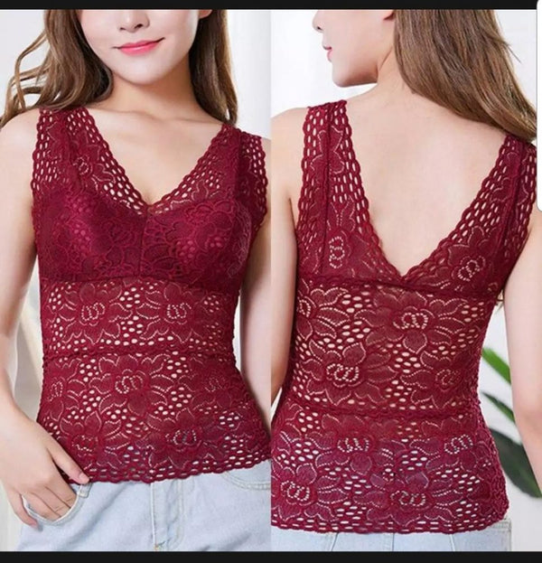 Lace Bra Blouse Full Body Net Brand New Article 2020 Unique - White, Adjustable