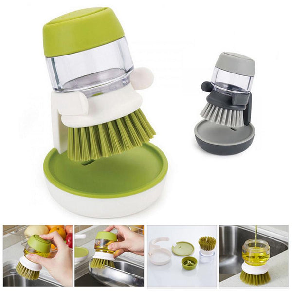 Dishwasher Soap Dispensing Brush with Storage Stand