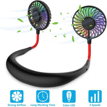 Hands Free Portable Neck Fan - Rechargeable Mini USB Personal Fan Battery Operated with 3 Level Air Flow, Home Office Travel Indoor Outdoor