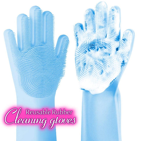 Dish wash gloves Online, Pair of Rubber Scrubbing Gloves for Dishes, Wash Cleaning Gloves with Sponge Scrubbers for Washing Kitchen, Bathroom, Car & More