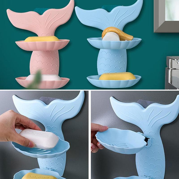 Double Layer Mermaid Soap Holder Self Draining Soap Dish