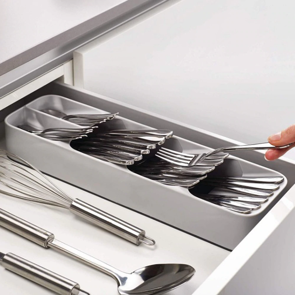 Cutlery Organizer Tray Useful Space Saver Cutlery Drawer Organizer Kitchen Utensil Holder Knife Fork Spoon Separation Storage Tray Anti-skid Base New Storage Tray Kitchen Drawer Organizer Spoon Cutlery Kitchen Storage Container Separation Finishing