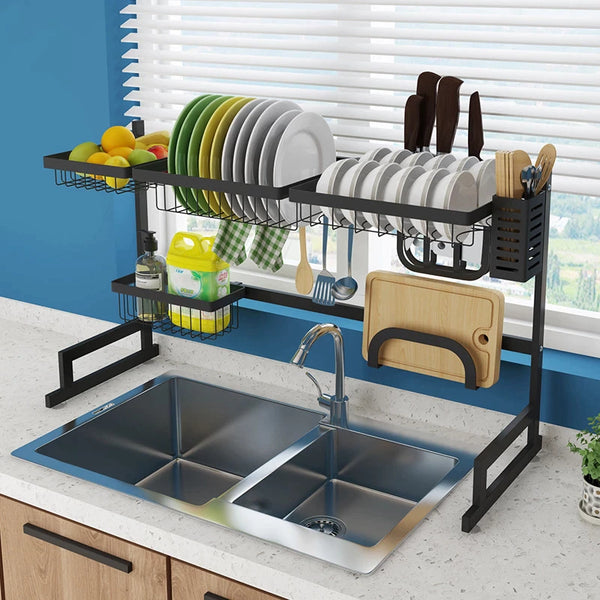 Stainless Steel - Kitchen Shelf Organizer Dishes Drying Rack