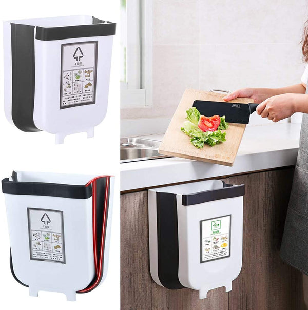 Wall Mounted Foldable Waste Bin Kitchen Cabinet Door Hanging Waste Bin Car Garbage Waste Bin for Toilet Toilet Waste Storage