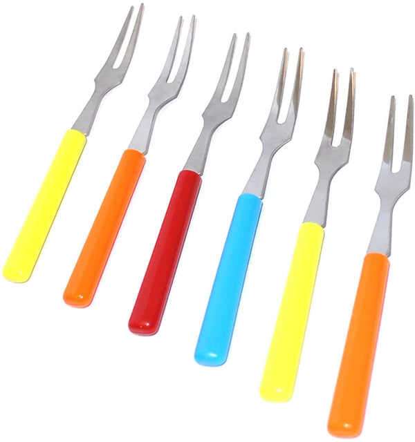 Pack of 6 Multi Colour Small Fruit Forks Party Cocktail Cake Dessert