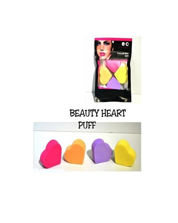 Pack Of 4 - Makeup Puffs - Heart Shape
