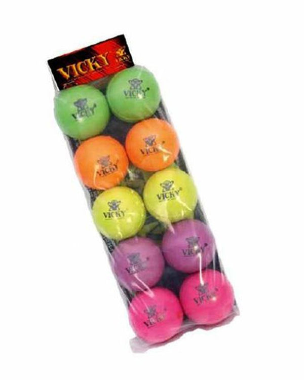 Pack of 12: Indoor Rubber Cricket Ball - Multicolor - 100gm - Free