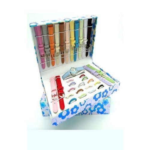 Multicolor Leather Wrist Watch Set For Girls - 16 Strap Watch