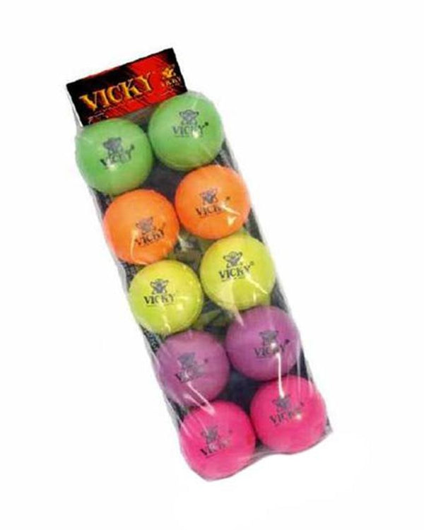 Pack of 12: Indoor Rubber Cricket Ball - Multicolor - 70gm