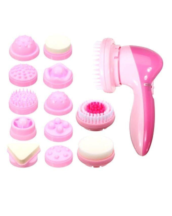 12 In 1 Battery Operated Body Face Foot Skin Care Wash Brush Cleaner Set Tool Facial Cleanser Scrub Clean SPA Beauty Massager