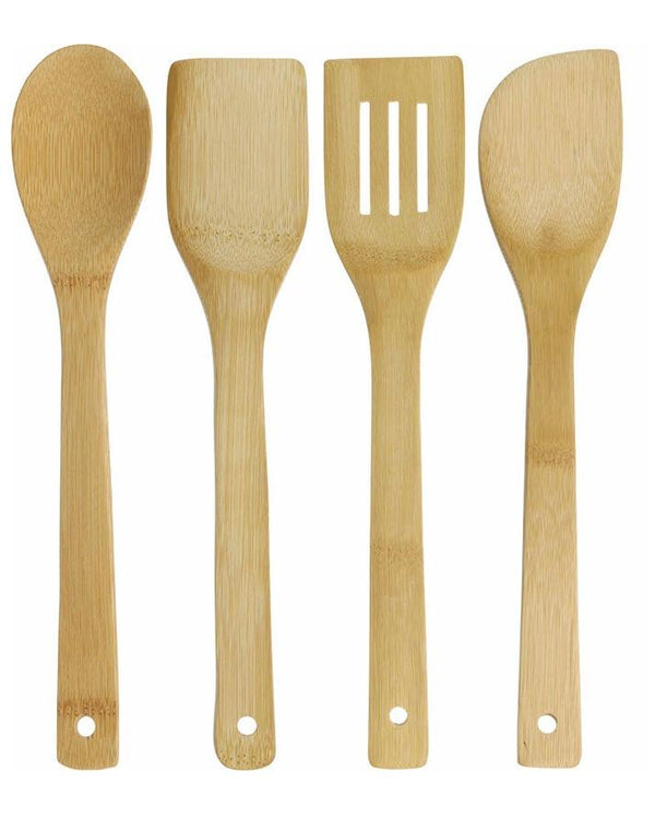 Pack of 4 - Wooden Spoon Set - Light Brown