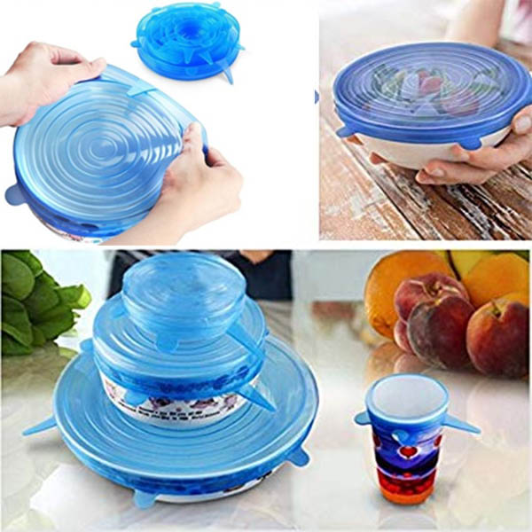 6 Pcs Lid Organizer Kitchen Reusable Stretchable Multicolour